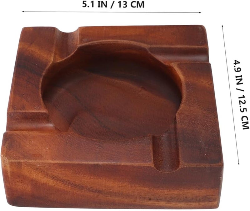 منفضة سجائر من خشب الجوز مع نقش كبير للأخدود للاستخدام الداخلي والخارجي في المنزل والمكتب على سطح المكتب - Image 2